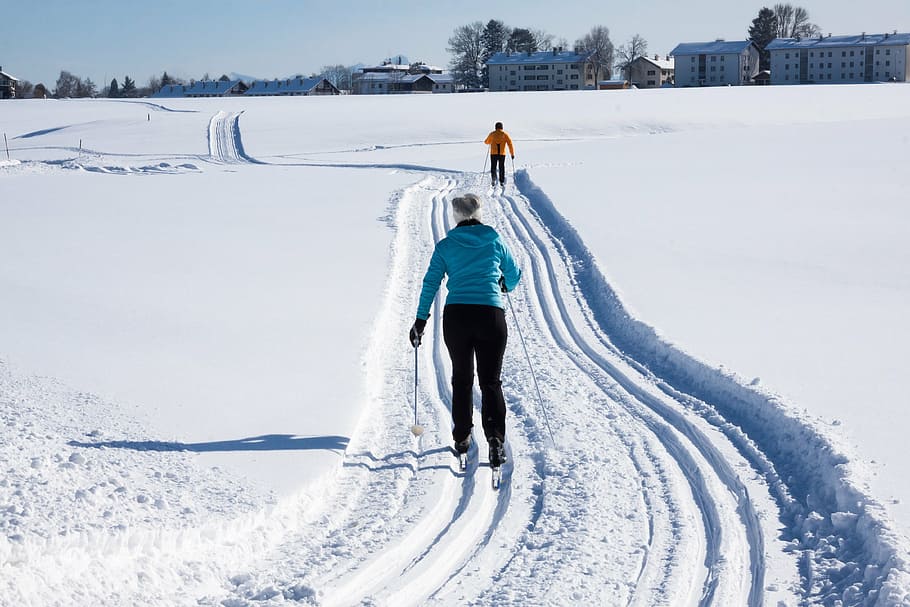 long läuferin, trail, trace, binding, langlaufschuh, cross-country ski HD wallpaper