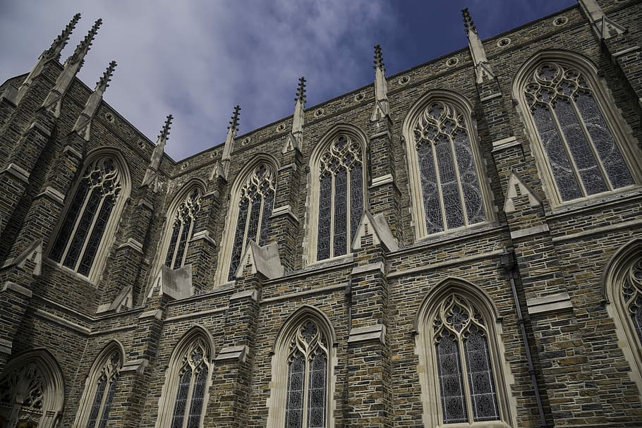 Sides of the Duke Chapel in Durham, North Carolina, arches, architecture HD wallpaper