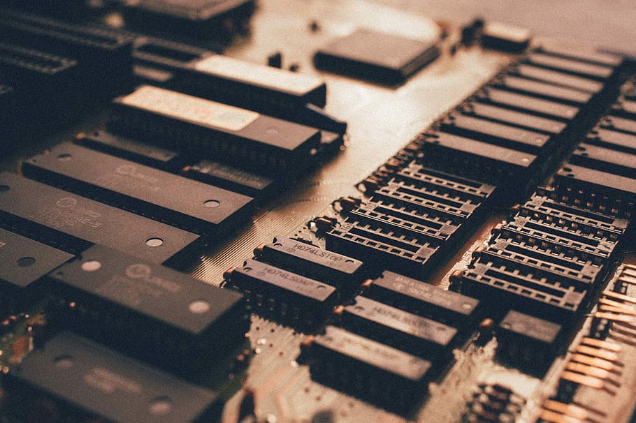 black circuit board, closeup of circuit board, tech, computer HD wallpaper