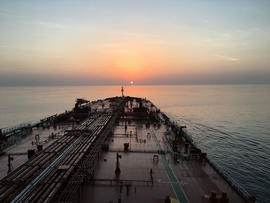 sunrise, vessel, sea, sky, sunset, water, horizon, horizon over water HD wallpaper