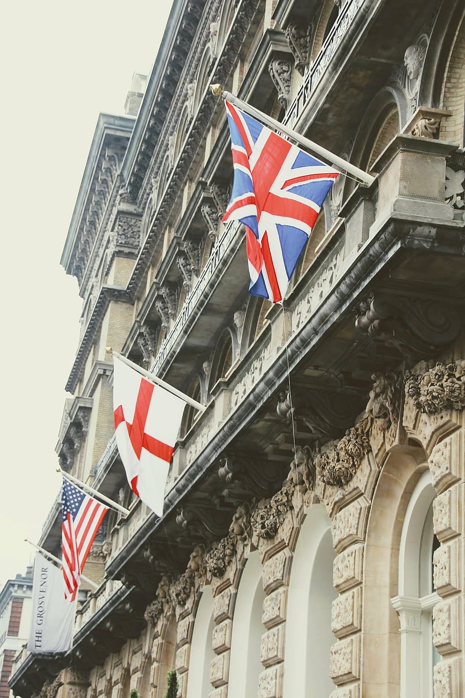 flag, flags, england, großbritanien, patriotism, low angle view HD wallpaper