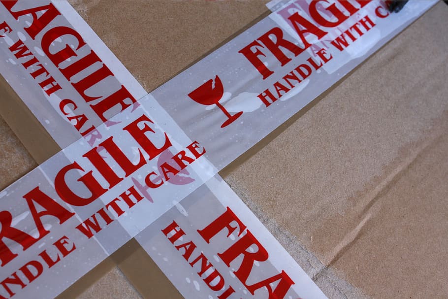 fragile adhesive tape, Carton, Cardboard, fragile cardboard, packaging, HD wallpaper
