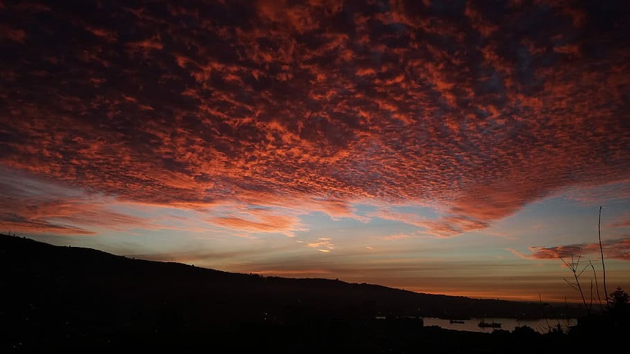 Sunset, Sky, Landscape, Clouds, backlight, colors, nature, dusk HD wallpaper