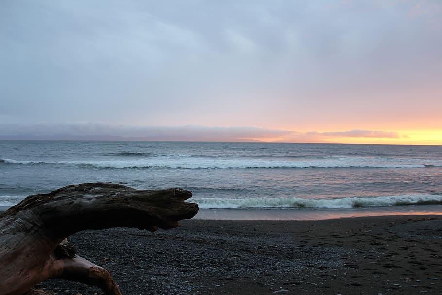 beach, sunset, ocean, sunset beach, sea, sky, water, nature HD wallpaper