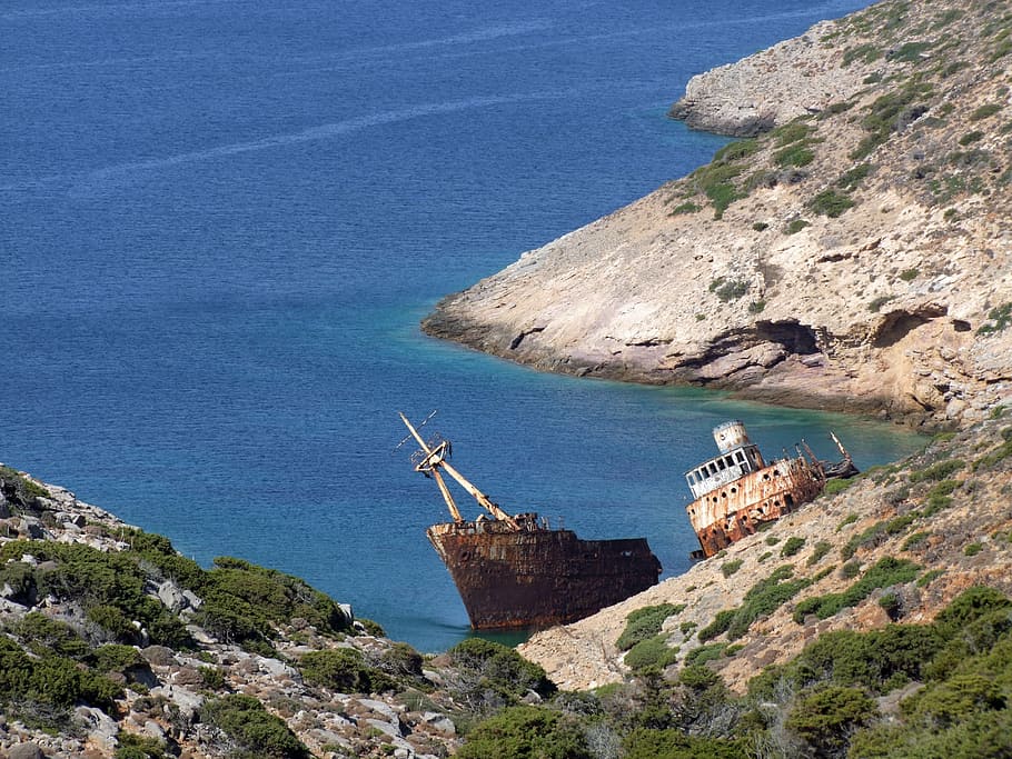 ship wreck, old, rusty, broken, stainless, booked, sea, ailing HD wallpaper