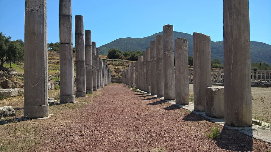 Greece, Temple, Ancient, collumns, monument, structure, column HD wallpaper