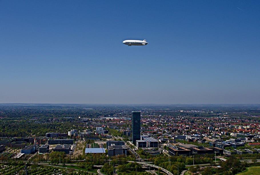 zeppelin, sueddeutsche, munich, olympic park, sky, airship HD wallpaper