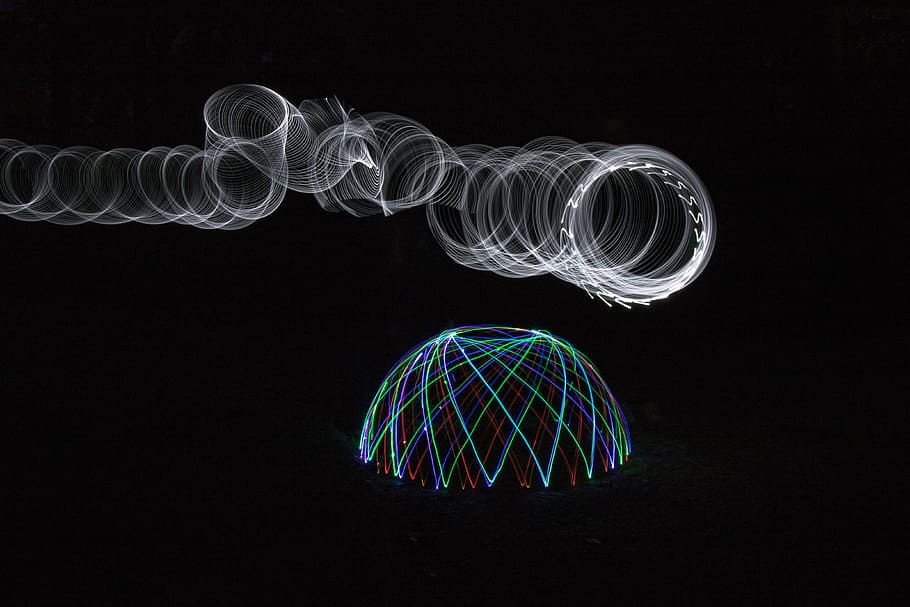 light dome, lights, night, projection, lighting, light ball HD wallpaper