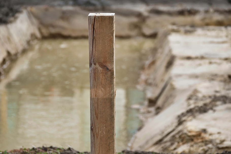 pit, construction, ground water, clay, construction work, site HD wallpaper