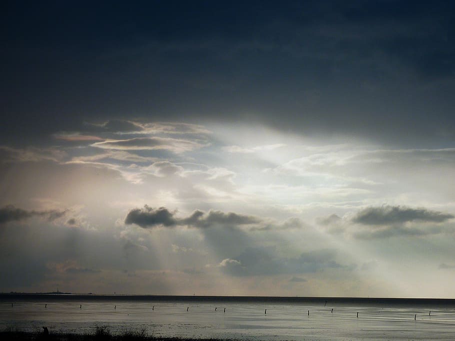sunset, dusk, abendstimmung, sky, evening, evening sky, clouds HD wallpaper