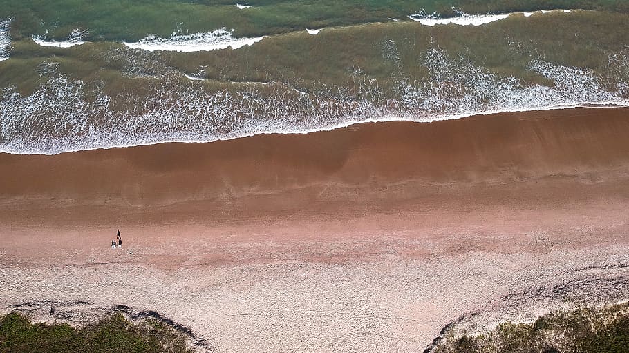 aerial photography of seashore, aerial view of seashore, drone view HD wallpaper