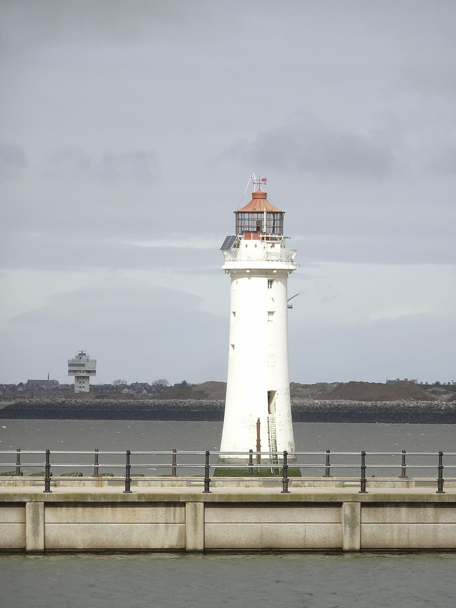 liverpool, lighthouse, sea, sky, built structure, architecture HD wallpaper