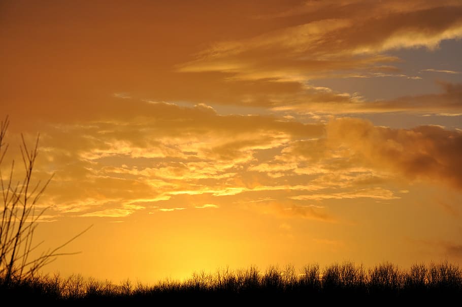 air, sun, landscape, view, evening sky, sunset, cloud - sky HD wallpaper