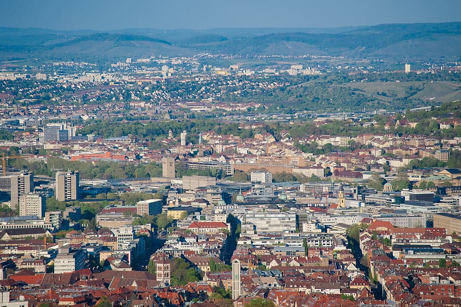 aerial photography of city, Stuttgart, homes, cityscape, europe