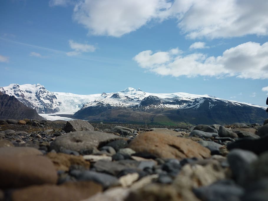 Rocks, Mountains, Snow, Peak, sky, hiking, iceland, travel HD wallpaper