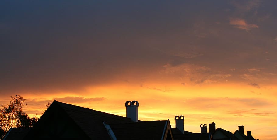 Sunset, Rooftops, Mood, Clouds, Dusk, light, building exterior HD wallpaper