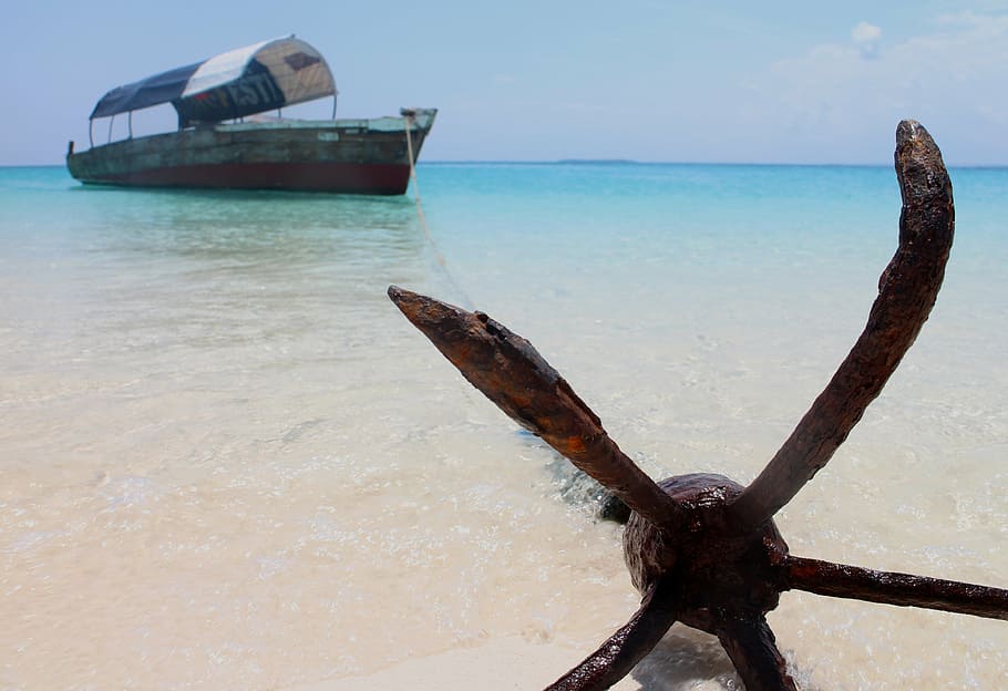 anchor, boot, paradise, sea, water, summer, holiday, beach HD wallpaper