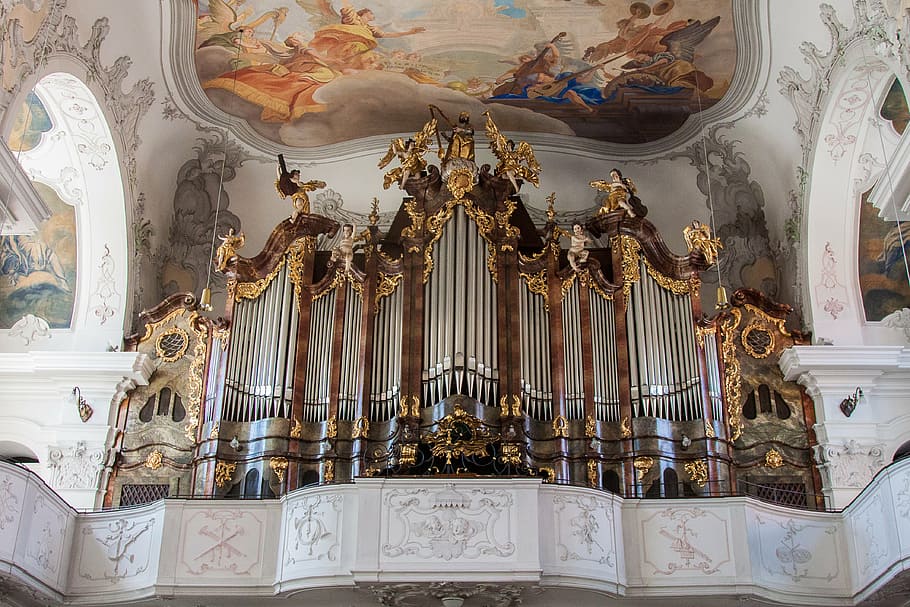 cathedral interior, lindau, münster, lake constance, organ, cathedral of our lady of guadalupe