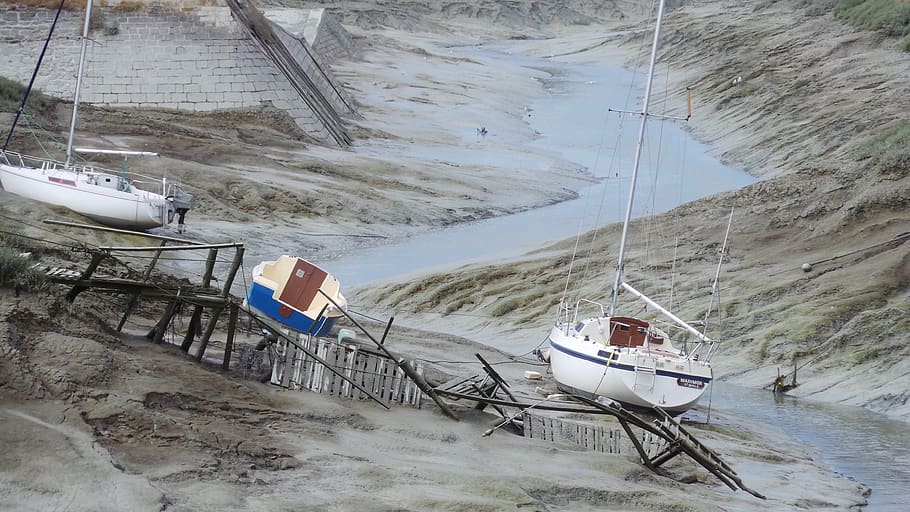 ebb, tide, boats, jetty, transportation, nautical vessel, mode of transportation HD wallpaper