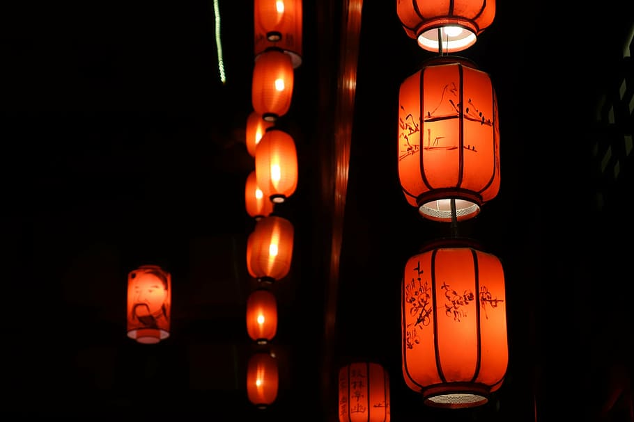 lantern, night view, light, evening, dark, illuminated, religion HD wallpaper