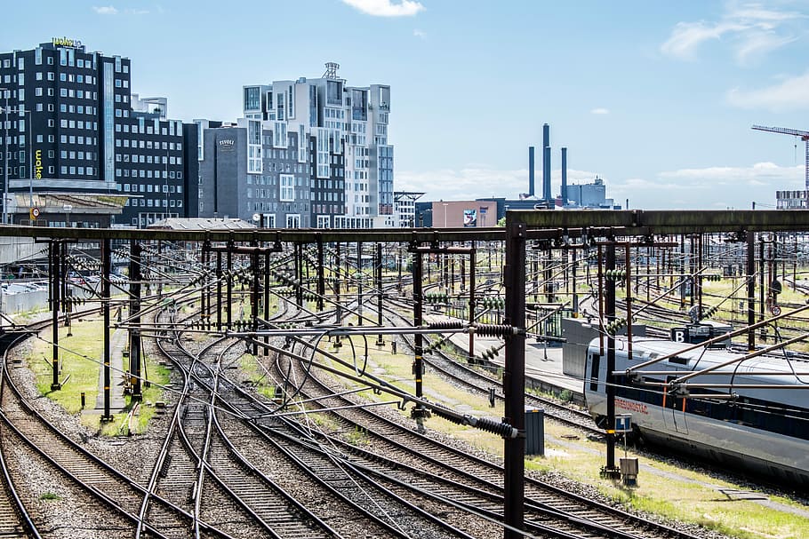 Train, Station, Tracks, Copenhagen, railway, transportation HD wallpaper