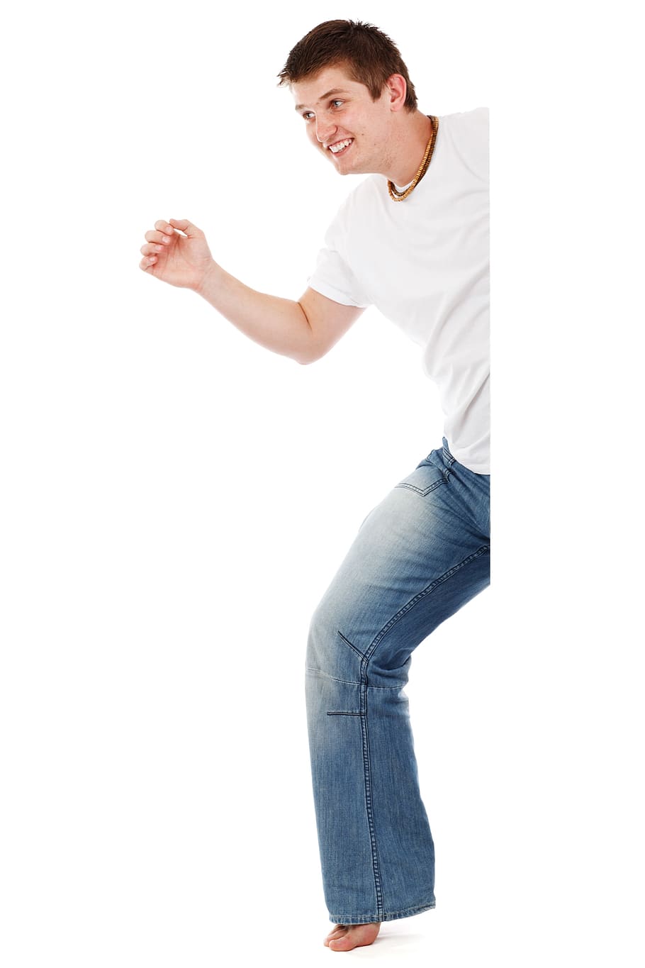 man bending while raising right hand, Advert, Advertisement HD wallpaper