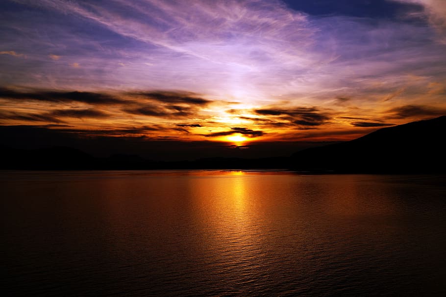sunset, dawn, dusk, waters, reflection, sky, scenics - nature HD wallpaper