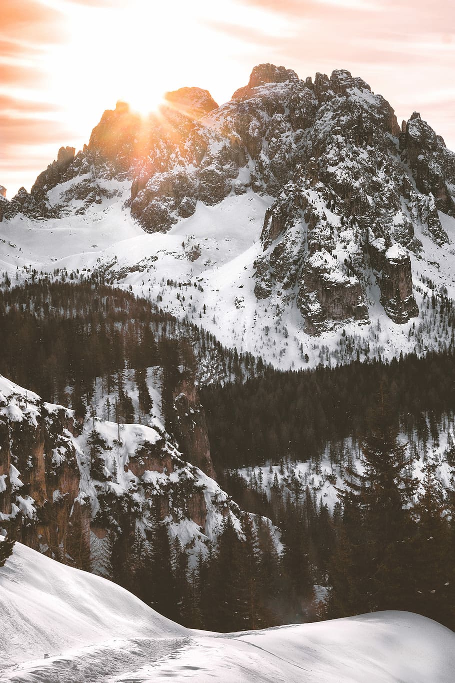 photo of mountain covered with snow, snow covered mountain during sunset HD wallpaper