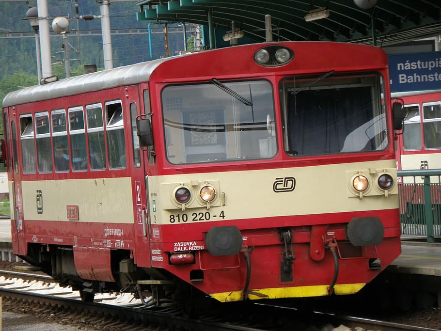 Machine, Train, Local, Station, motorák, red, transportation HD wallpaper