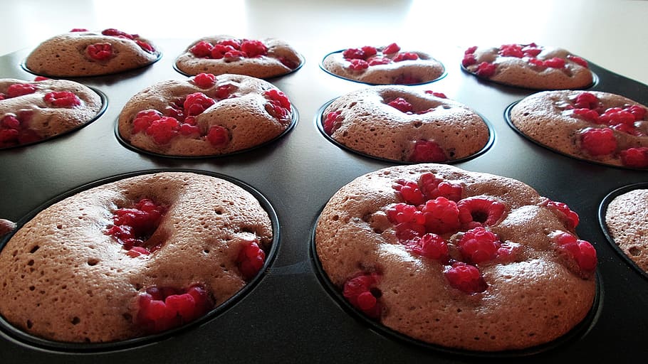 flat lay photography of cookies, muffins, baking, cupcake, berry HD wallpaper