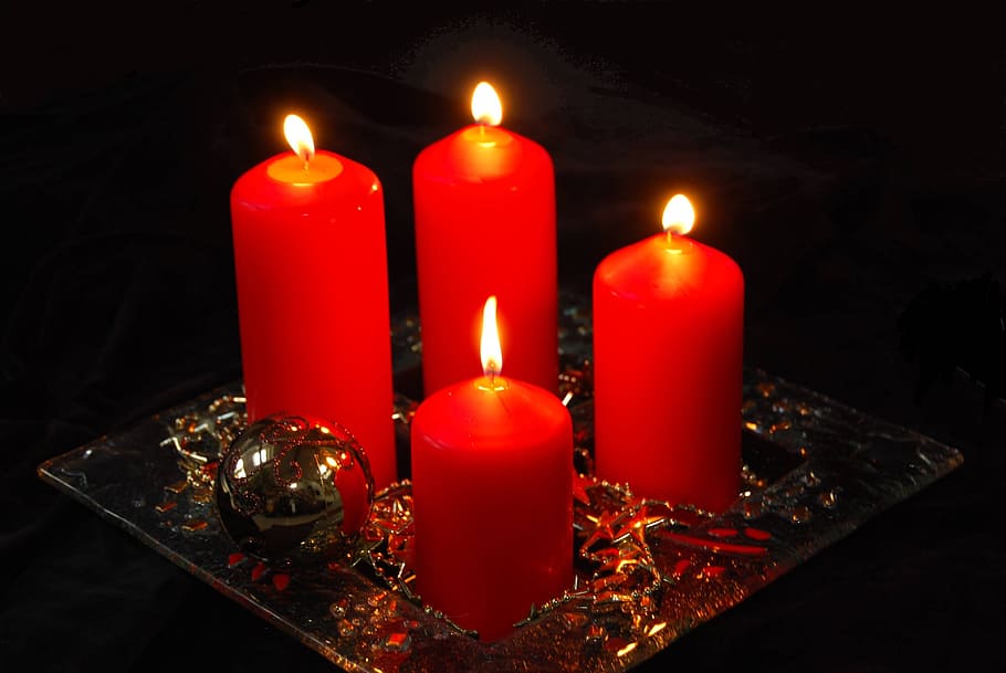 Advent, Candlelight, Flame, burning, spirituality, red, religion HD wallpaper
