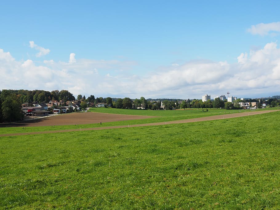langenthal, switzerland, fields, reported, village, rural, sky HD wallpaper