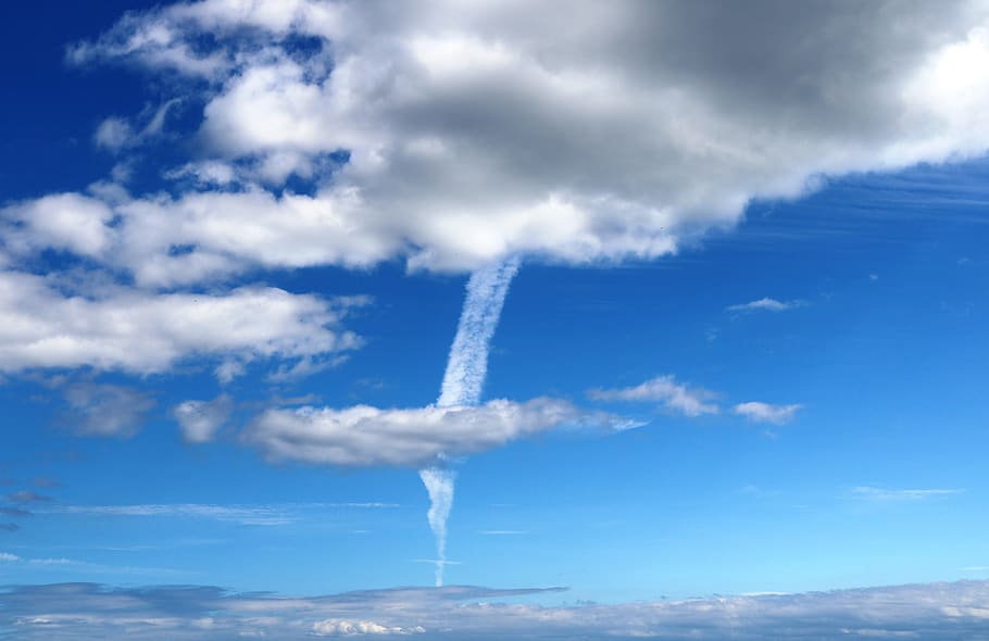 cloud, contrails, chemtrails, sky, cloud - sky, nature, day, HD wallpaper