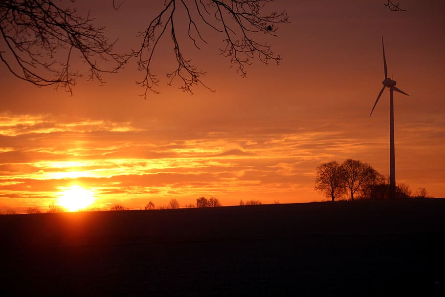 sunrise, dawn, sunset, sky, orange color, fuel and power generation HD wallpaper