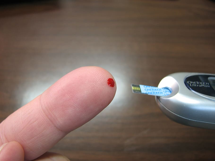 person checking a blood sugar, Diabetes, Blood, Glucose, Test