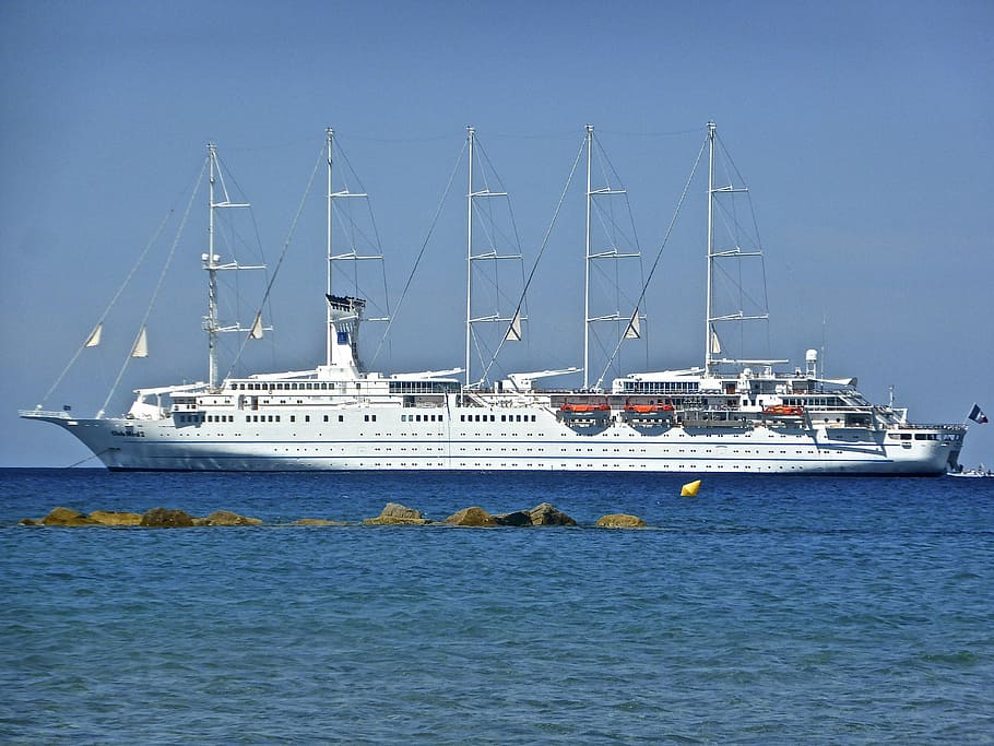 white cruise ship on body of water, sailing ship, cruise vacation, HD wallpaper