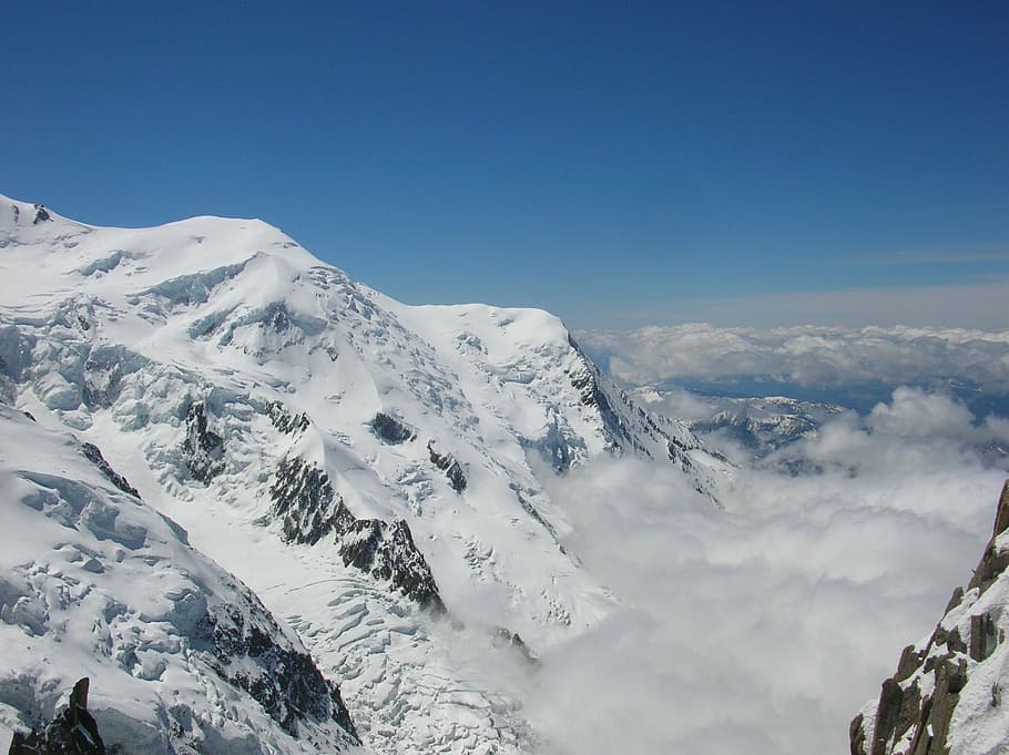 sky, mountains, snow, clouds, france, europe, mt blanc, blue HD wallpaper
