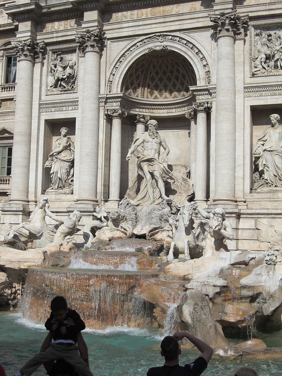 fontana di trevi, rome, italy, trevi fountain, architecture