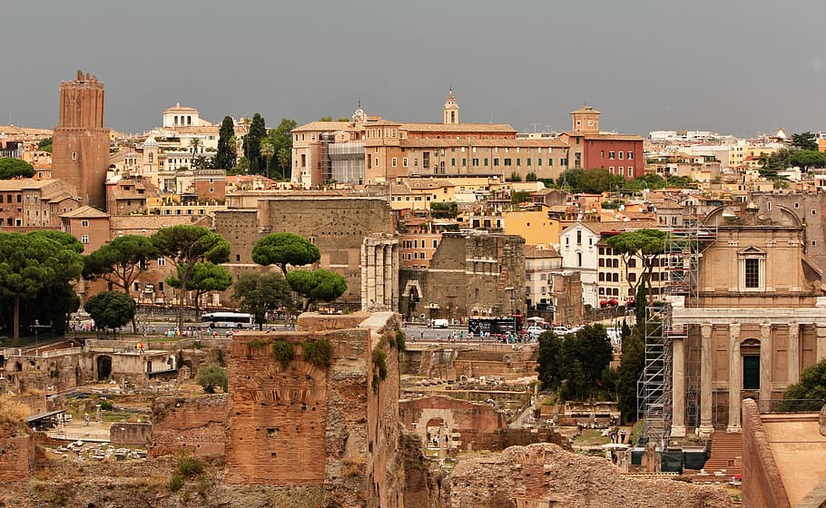 View, City, Perspective, Panorama, homes, colorful, architecture HD wallpaper