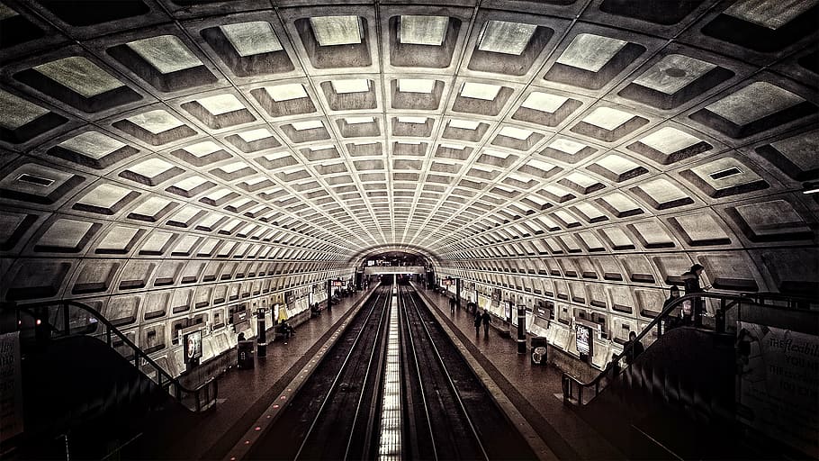 train rail subway, station, metro, washington dc, travel, rails