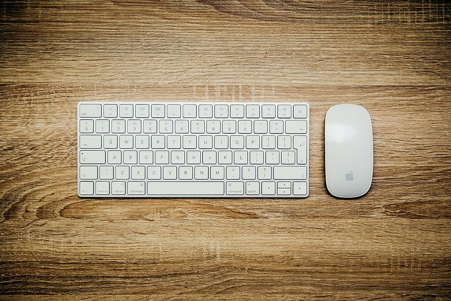 Apple Magic Keyboard beside Magic Mouse, type, letters, gadget HD wallpaper