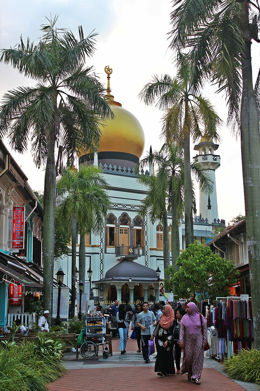 photo of people near Sultan Mosque during daytime, architecture HD wallpaper