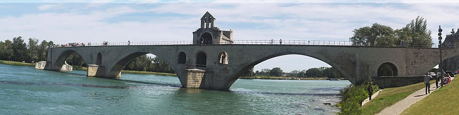 Bridge, Avignon, Pont St Benezet, panorama, landmark, rhône