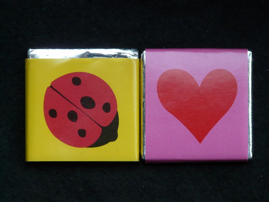 ladybug, heart, sweetness, chocolate, luck, love, emotion, positive emotion HD wallpaper