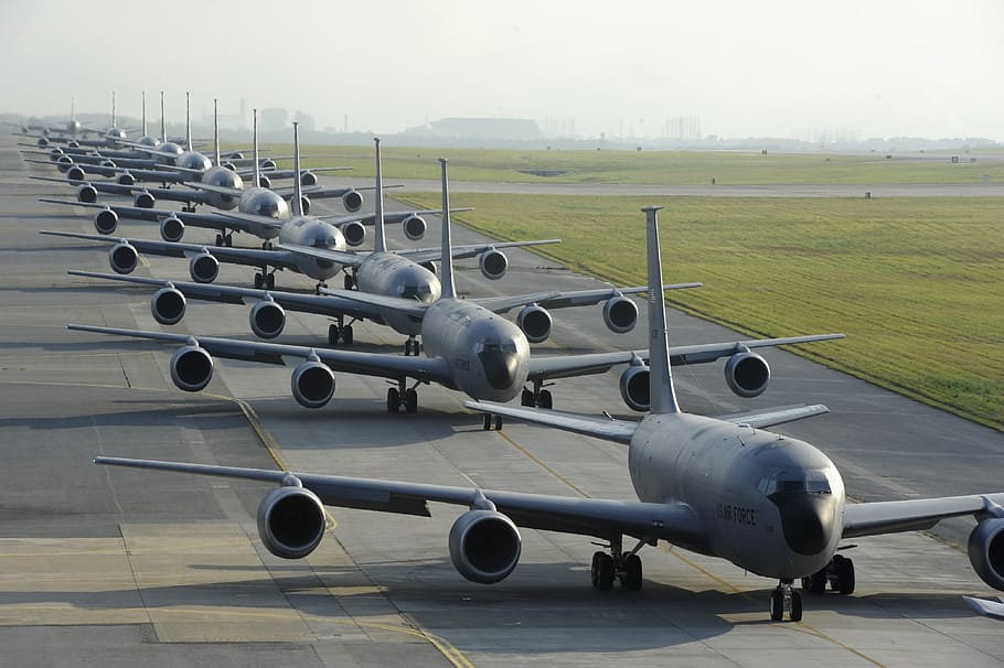 gray airplanes during daytime, Runway, Military, line, jets, aviation