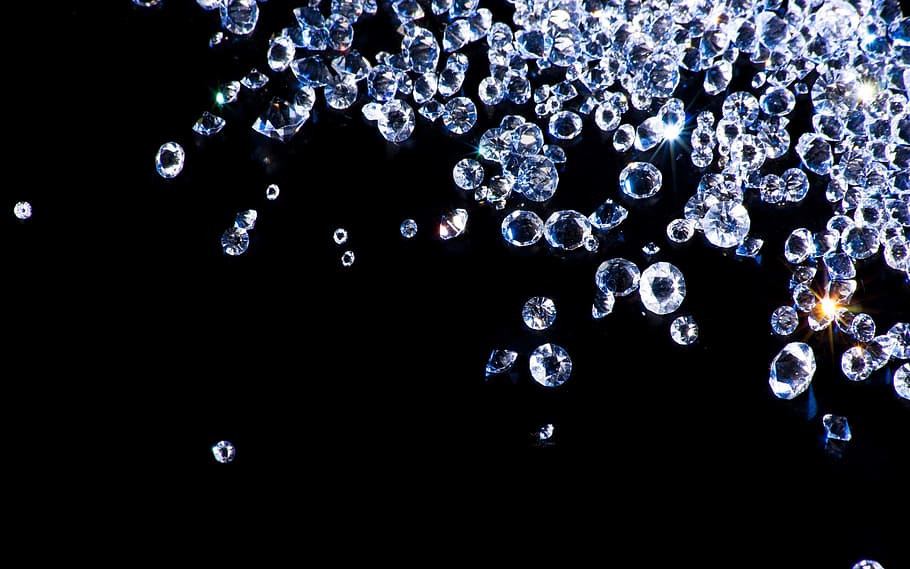 water drops illustration, diamonds, black background, shiny HD wallpaper