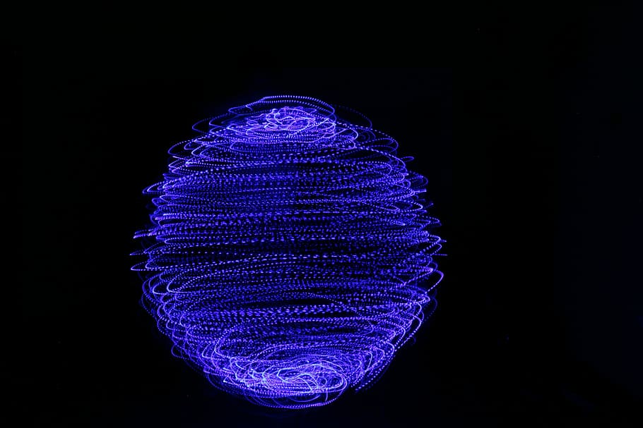 round purple light digital wallpaper, blue Light, sphere, lights