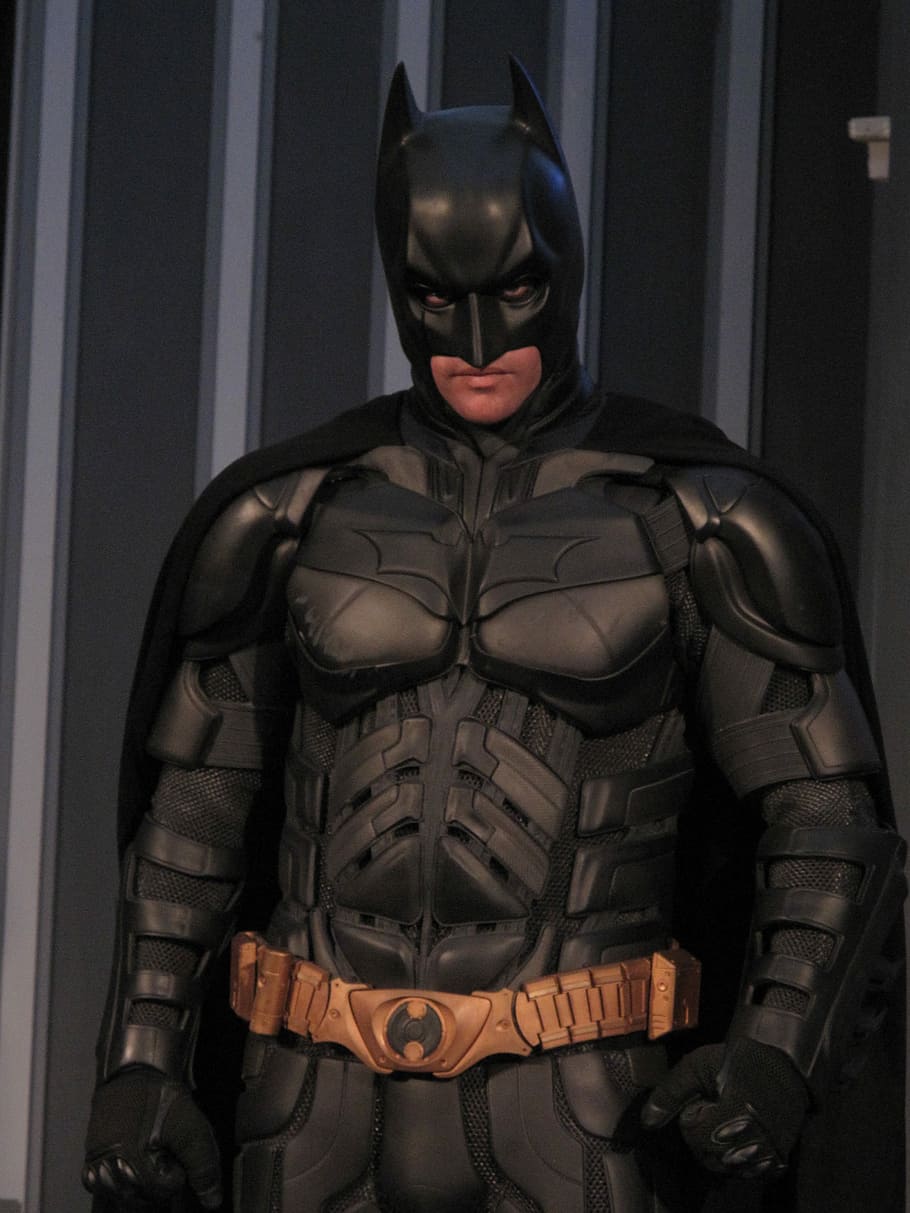 Batman statue near gray and black wall, Costume, Model, headwear HD wallpaper