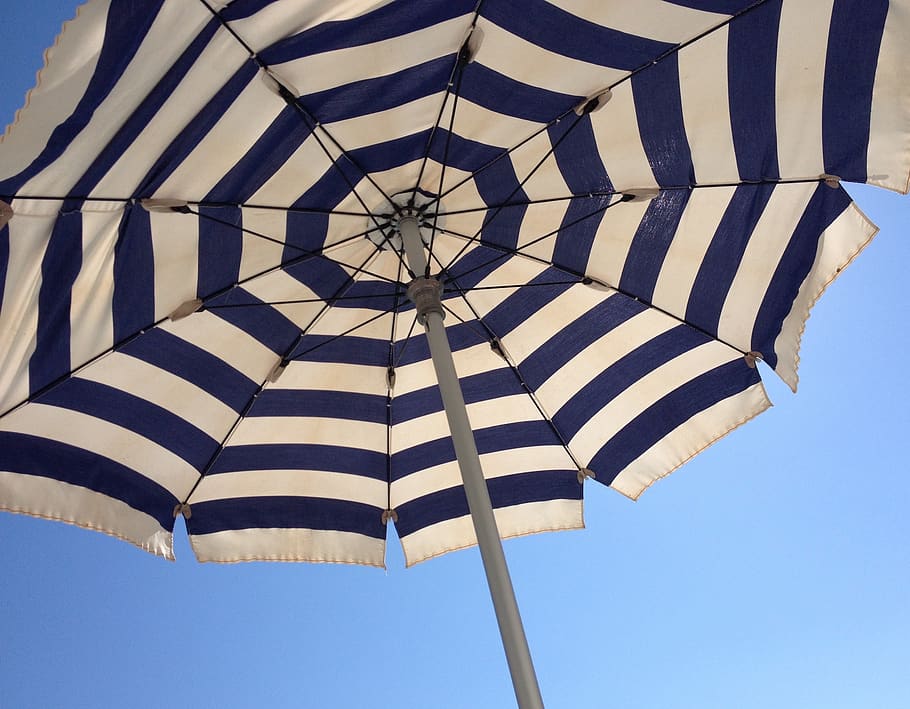 HD wallpaper: parasol, vacations, sky, sea, beach, summer, swim, sun