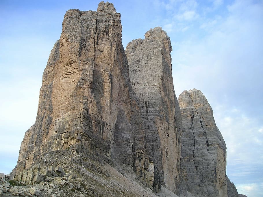 brown stone hill, three zinnen, north wall, north side, italy